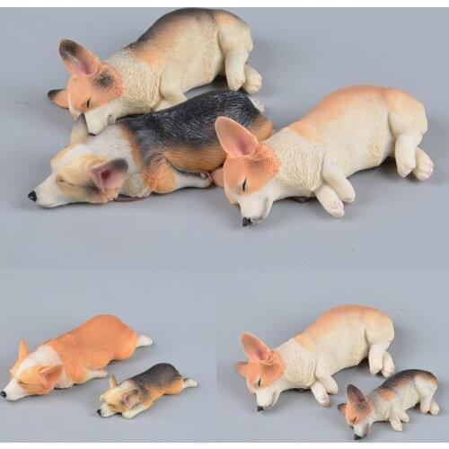 Koteta Animal Model Action Figure Home Decor Refrigerator Magnet Resin Simulation Corgi Dog Figurines Toys Christmas Kids Gift