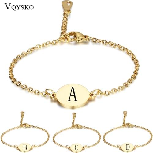 Customized Initial Letter Bracelets For Women Valentine Gift Gold Color Stainless Steel Chain Jewelry Pulseras Mujer Adjustable