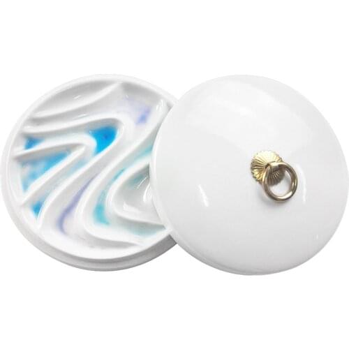 Ceramic Round Color Palette with Dust Cover and Wave Pattern Jingdezhen Ceramic Watercolor Paint Palette Painting Tool