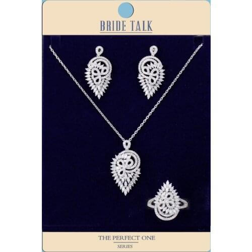 Cubic Zirconia 3PCS Ring Necklace Earring Set For Women Wedding Party AAA+ CZ Nigeria Dubai Bridal Jewelry bijoux