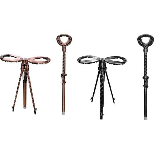 Multifunctional Folding Adjustable Height Cane Seat Solid Aluminum Alloy Cane Stool Crutch Chair Camping Fishing Chair Cane