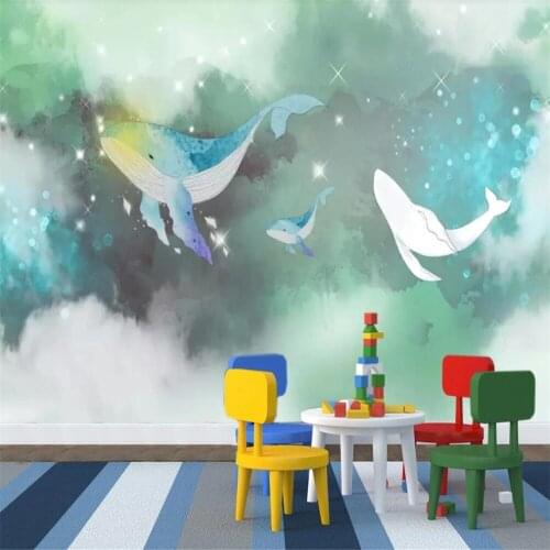 Milofi custom 3D wallpaper mural whale cartoon childrens room starry sky background wall for living room bedroom decoration wal