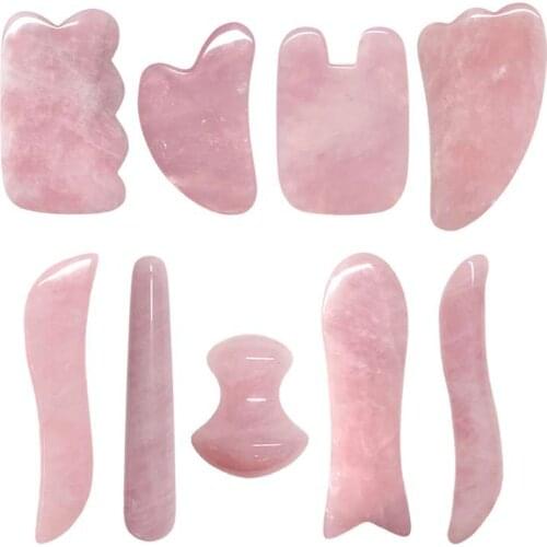 Natural Rose Quartz Facical Beauty Massage GuaSha Scraper Slimming Body Neck Thin Healthcare Gift Face Acupuncture Massager