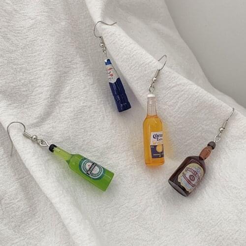 New Funny Beer Bottle Womans earrings Resin Drop Earrings for Women Girl Creative Jewelry Personality Birthday Gifts for Friend