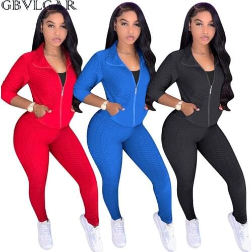 2020 Autumn Women Clothing Two Piece Set Female Zipper Jacket High Waist Leggings High Stretch Club Outfits Fall Tracksuit