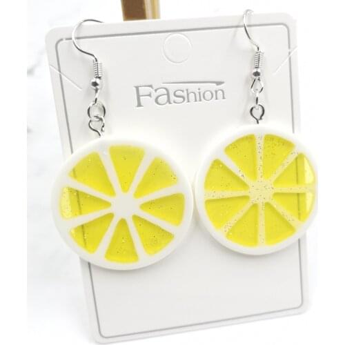 Fruit Lemon Resin Earring Pendant Round Creative Round Food E Earring Pendant Jewelry Jewelry DIY