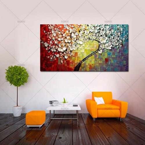 Pop art 100% Hand Painted knife flower Oil Painting on Canvas landscape picture Wall art Picture for Living Room home decorative