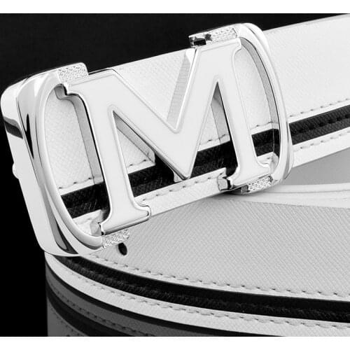 M letter belt men letter buckle luxury brand off white belt fashion Metals genuine leather designer Waist Strap ceinture homme