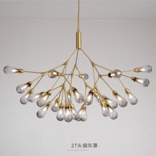 Copper Luxury LED Chandelier Lighting Nordic Dining Living Room Firefly Creative G4 Hanging Lamp Bedroom Home Deco Glass Fixture