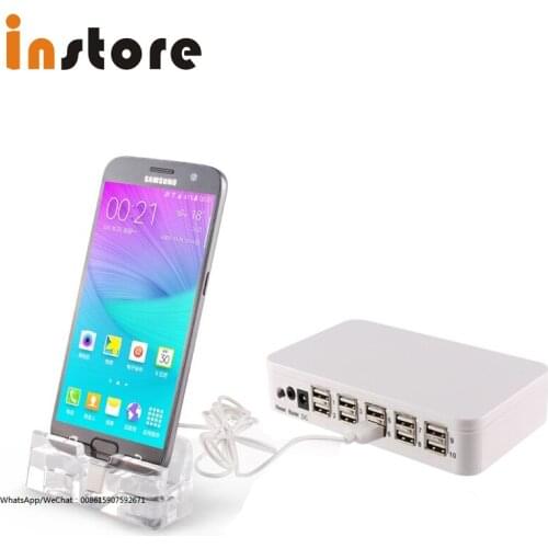 Retail Store Display Security Anti-theft Lock 10 Ports Anti Shoplifting Alarm Device for Cell Phone with Charger