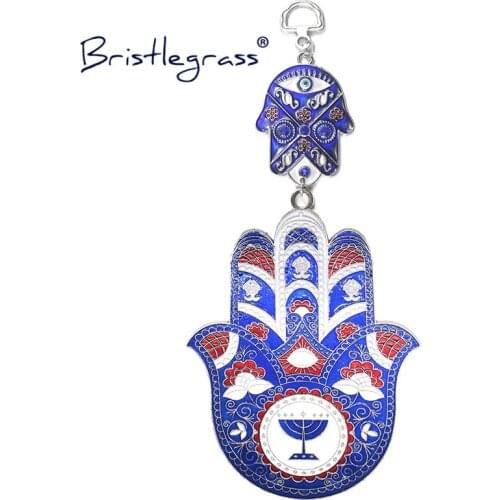 BRISTLEGRASS Turkish Blue Evil Eye Floral Hamsa Hands Amulet Lucky Charm Car Wall Hanging Pendant Blessing Protection Home Decor
