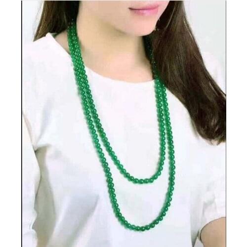 Fine jewelry Long 8mm 10mm Red Jade Round Gemstone Beads Necklace drop shipping