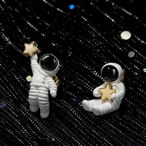 2021 New Cute Starry Sky Space Star Asymmetrical Astronaut Small Stud Earrings for Women