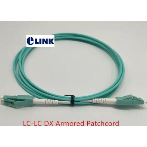 10pcs LC-LC fiber Armored patchcords 2 CORE OM3 1M 2M 3M 5M 7M 10Mtr optic fibre jumper Multimode DUPLEX 3.0mm free shipping