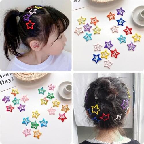 10 Pcs/Set Baby Children Cute Colors Star Ornament Hair Clips Women Girls Sweet Barrettes Hairpins Kids Hair Accessories