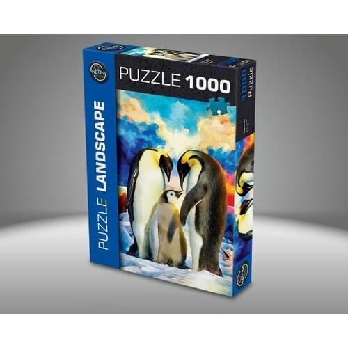 Honor Puzzle Ks Games 1000 Piece Neon Puzzle Penguin Family 68 X48 cm 20606