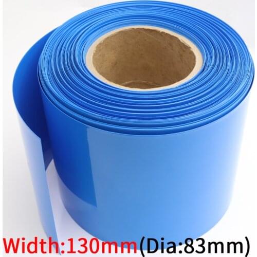 130mm Width 18650 Lithium Battery Film Wrap PVC Heat Shrink Tube Sheath Cover Insulated Cable Sleeve Pack Protection Blue Black