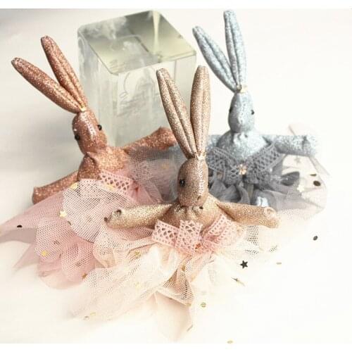 12pcs/lot New Solid Rabbit Kids Glitter Felt Hairpin Animals Girl Rose Gold Long Ears Hair Clip Hair Clip Shinning Blue Headband