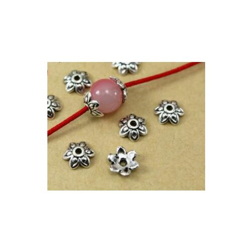 7mm50/pcs Flower Beads Caps Mix Spacer Beads Tibetan Silver Plated Zinc Alloy End Caps Pattern Bead Caps fg4d