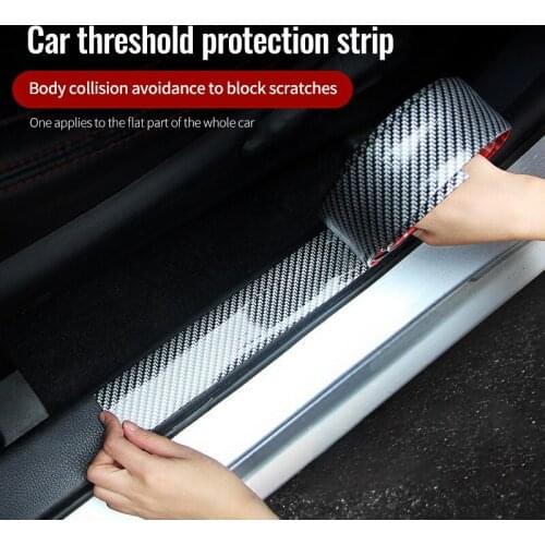 Car Stickers Carbon Fiber Blue Edge Rubber Door Sill Protector Stickers Universal Whole Body Protective Vinyl Accessories