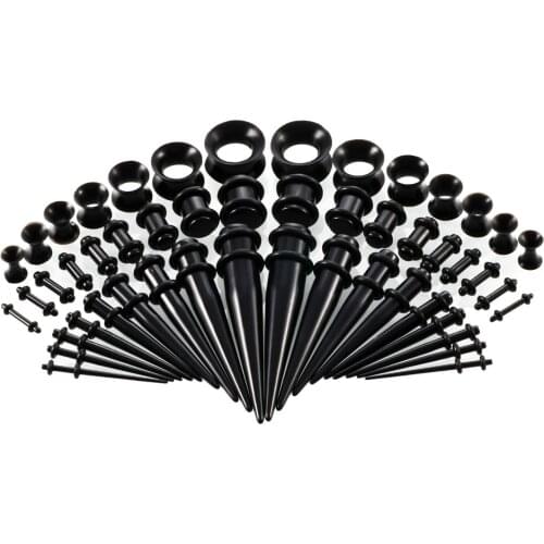 50pcs/set 1.6-10 mm Acrylic Silicone Ear Plugs Tunnels Pierce Gauge Kit 3-12 mm Acrylic Taper Ear Expander Body Piercing Jewelry