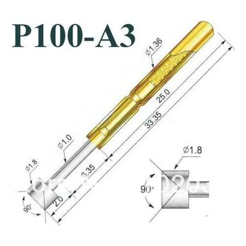 FREE SHIPPING 100PCS/LOT P100-A3 Dia 1.36mm 180g Spring Test Probe Pogo Pin