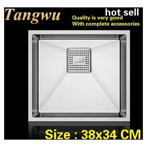 Free shipping Luxury trumpet balcony kitchen manual sink single trough 304 stainless steel do the dishes hot sell 380x340 MM