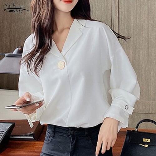 Blusas Mujer Korean Vintage Top Female Sweet Long Sleeve Chiffon Blouse Autumn New Office Lady Style Women' Shirts White 10697