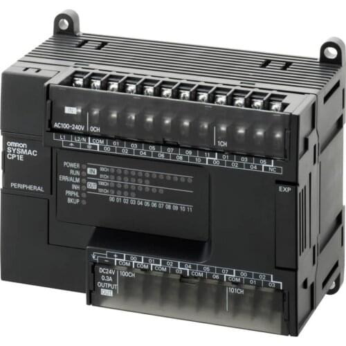 CP1E-E30SDR-A PLC, 100-240 VAC supply, 18 x 24 VDC inputs, 12 x relay outputs 2 A, 2K steps program + 2K words data memory