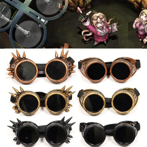 Danganronpa V3 Iruma Miu Cosplay glasses Prop Gothic Cosplay Rivet Steampunk Goggles Glasses Welding Punk