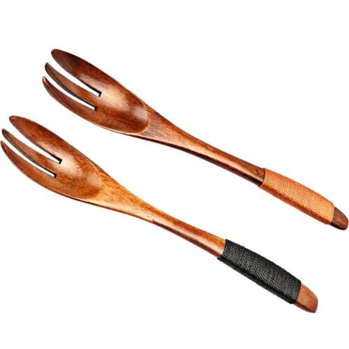Wooden Fork - Eco-friendly Japanese Style - Wood Salad Dinner Forks - Tableware Dinnerware for Kids Adult Eating & Cooking