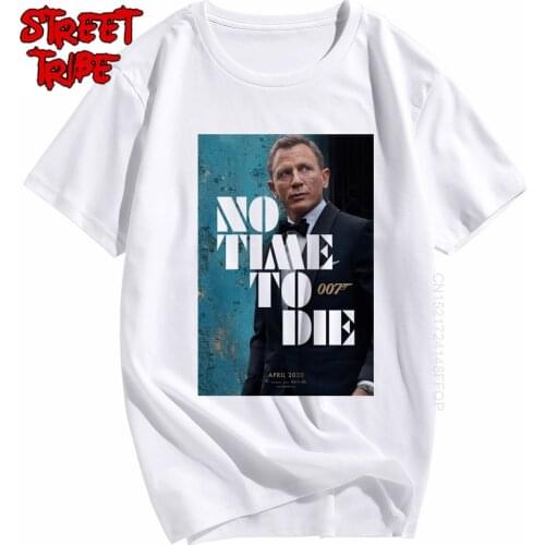 Movie Film Bond 007 Designer T Shirt For Men No Time To Die 100% Cotton Graphic Tshirt Premium Print T-Shirt Male Streetwear