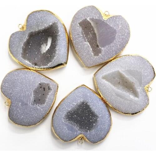 Exquisite Gemstones Mineral Agates Pendant Jewelry Five-pointed Star Guardian Peach Heart Pendant Moon Necklace DIY Gift