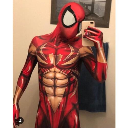 Big Lens Gold Iron Spy Costume Cosplay 3D Printed Lycra Spandex Halloween Costume Jumpsuits Bodysuit Zenzai For Male/Female/Kids