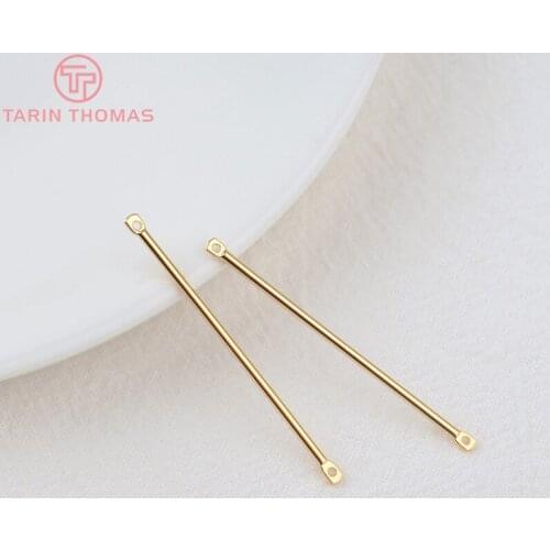 10PCS 40x1.2MM 24K Gold Color Brass Round Rods Connector Charms Pendants High Quality Diy Jewelry Findings Accessories