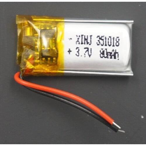 3.7V 80mAh Lithium Polymer li po Battery Li ion cell 351018 For MP3 headphones bluetooth 3D glasses Record pen speaker watch DIY