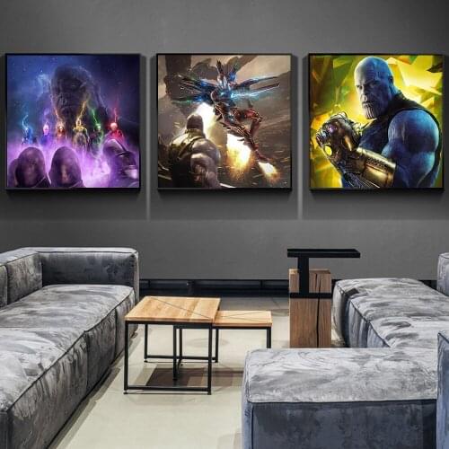 Marvel Superhero Posters And Prints Avengers Iron Man Infinity Gauntlet Thanos Canvas Painting Wall Art Living Room Home Decor
