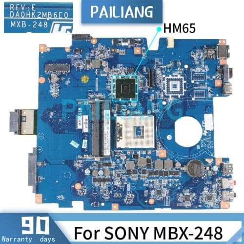 PAILIANG Laptop motherboard For SONY MBX-248 Mainboard A1827704A DA0HK2MB6E0 HM65 DDR3 TESTED