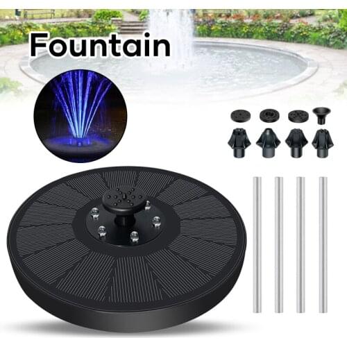 Solar Fountain Pump Set for Outdoor 13PCS Floating Water Fountain Pumper with Colorful Light & 8 Nozzle 7V/3W for Garden can CSV