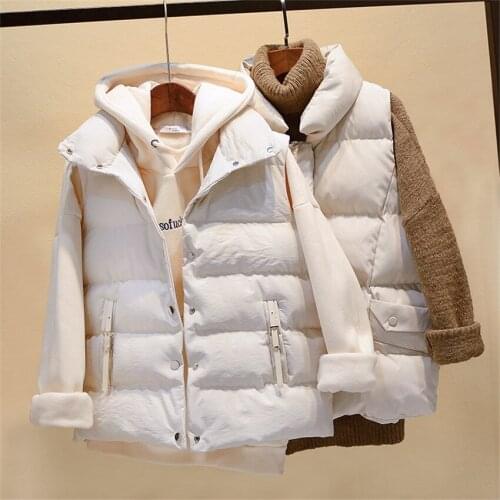 2019 New Autumn Women Solid Down Cotton Vests Lady Short Sleeveless Cotton Jacket Winter Big Size Female Coats Outerwear WZ851