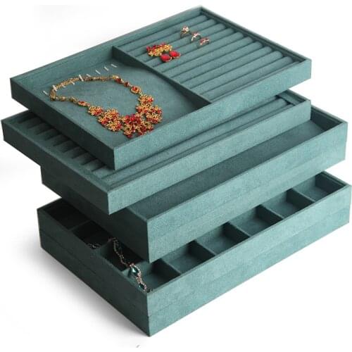 New Velvet Jewelry Storage Tray Ring Earring Bracelet Holder Case Necklace Pendants Tray Jewelry Display Organizer Showcase