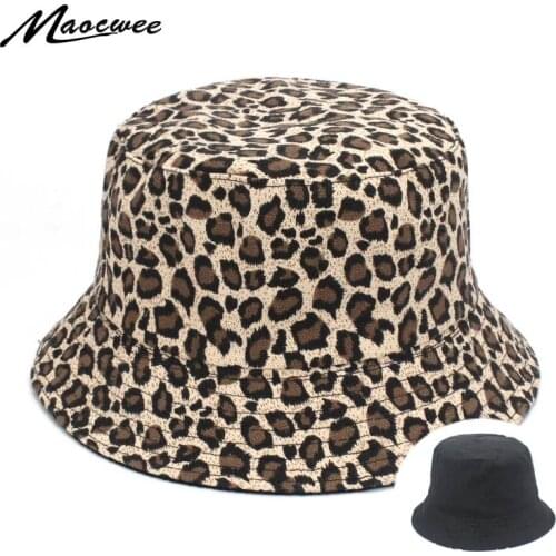Summer Bucket Hat Women Cotton Panama Hat Cartoon Pineapple Leopard Embroidery Fishing Hat Outdoor Double-sided Wear Hip Hop Cap