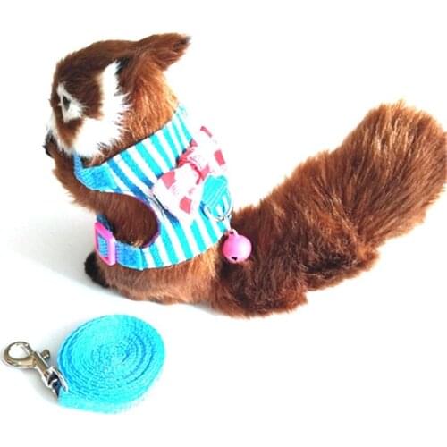 Stripe Bow Chinchilla Hamster Small Pet Cartoon Clothes Rope Vest Leash Rat For Mouse Collar Harness Squirrel Lead With
