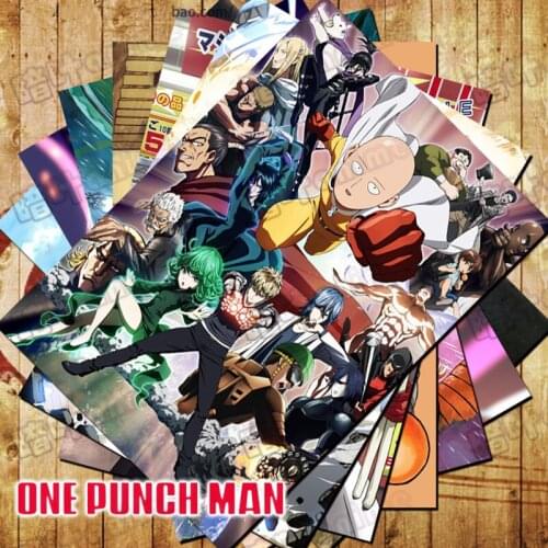 10 PCS/LOT Anime One Punch Man Poster Sticker Postcard Toy Saitama Genos Tatsumaki Rider One Punch-Man Wall Picture Gift Card