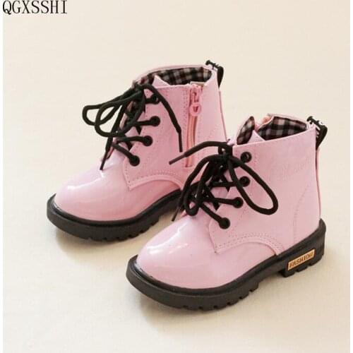 QGXSSHI 2016 autumn new Korean children Martin boots single boots Boys Girls baby shoes winter kids snow boots tide