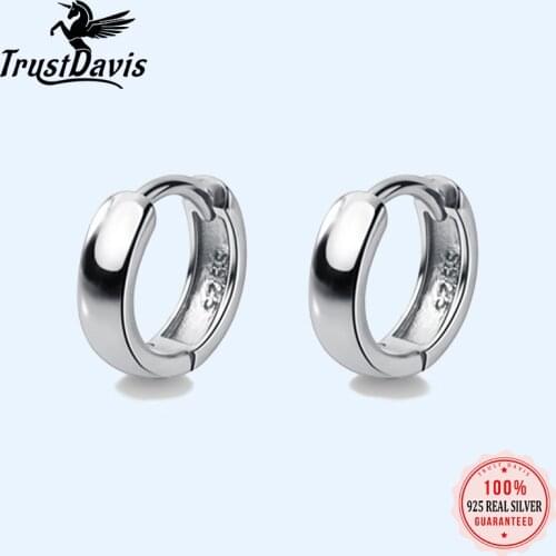 TrustDavis Man/Womens 925 Sterling Silver Hoop Earrings Cute Neat Gift ForGirls/Boys Fine Jewelry Accessory Party Gift DA1417