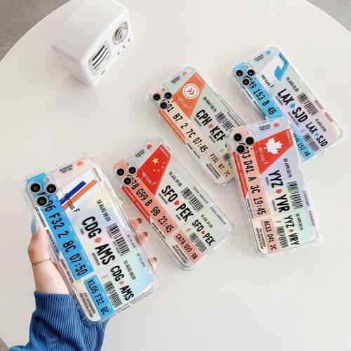 New National City QR Code Air Ticket airport LAX SJD YYZ BOM CPM phone soft case for iPhone 12 11 Pro XS MAX XR X 7 8Plus cover