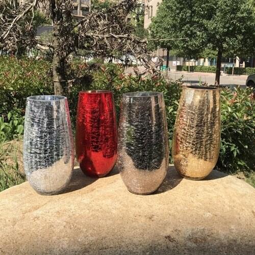 Glass Vase Nordic Electroplated Gold Vase Glass Flower Vases For Home Decor Dried Flower Bottle Bar Restaurant Decoration