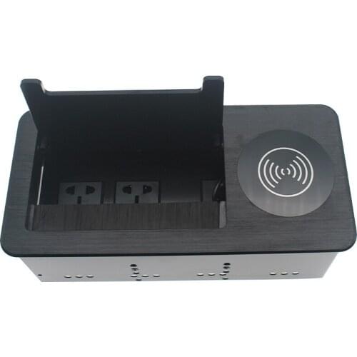 New Arrival Desktop Brush Electric socket with 2 power outlets Panel Wireless charging function For Office