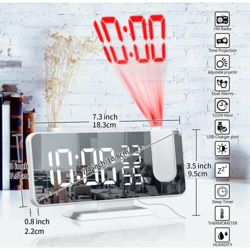 LED Digital Alarm Clock Watch Table Electronic Desktop Clocks USB Wake up FM Radio Time Projector Snooze Function 3 Color